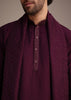 Wine Silk Blend Kurta Set With Thread Work Dupatta