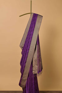 Wine South Resham Silk Saree With Woven Work And Unstitched Blouse Fabric