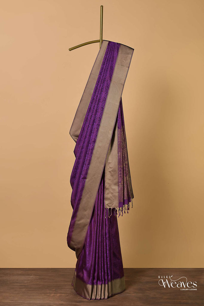 Wine South Resham Silk Saree With Woven Work And Unstitched Blouse Fabric