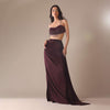 Wine Stone Embroidered Drape Skirt And Blouse Set In Crepe