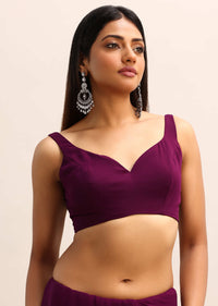 Wine Swarovski Georgette Saree With Unstitched Blouse