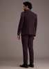 Wine Tuxedo With Beaded Detailing And Satin Peak Lapel