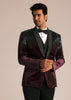 Wine Velvet Suit Set With Zardosi Detailing