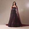 Wine Western Drape Gown With 3D Flower Embroidery