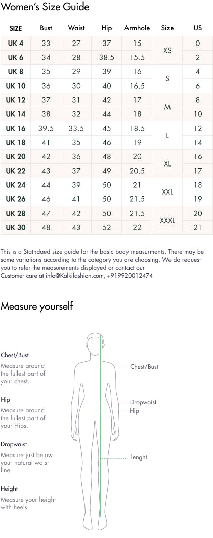 Size Chart | KALKI FASHION UK Size Chart | KALKI FASHION UK