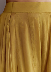 Yellow Chinon Embroidered Kurta Palazzo Suit With Dupatta