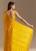 Yellow Chinon Saree With Cutdana Embroidery