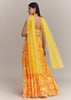 Yellow Crepe Abstract Printed Embroidered Lehenga Set