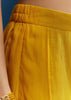 Yellow Crop Top Cape Set With Embroidery And Fancy Sleeves