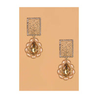 Yellow Crystal Studded Danglers With Spiral Carved Geometric Motif And Floral Motif Online - Kalki Fashion