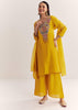 Yellow Dola Silk Kurta Dupatta Set With Zardosi And Thread Work