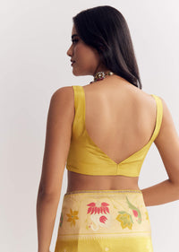 Yellow Dola Silk Paithani Saree With Dollar Butti And Multicolor Motif