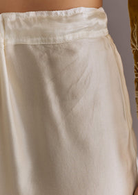 Yellow Embroidered Short Kurta With Silk Satin Dhoti