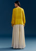 Yellow Georgette Crop Top With Mirror Work