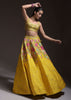 Yellow Lehenga Choli In Raw Silk With Resham, Cut Dana And Sequins Embroidered Summertime Blossoms