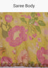 Yellow Organza Saree With Floral Print And Beaded Border