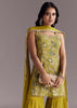 Yellow Paisley Print Sharara Set With Zari Embroidery