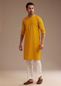 Yellow Rayon Embroidered Kurta Set