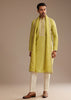 Yellow Silk Embroidered Kurta Set With Dupatta