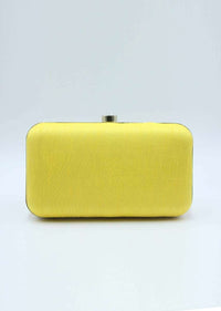 Yellow sling clutch bag embellished in zardosi floral embroidery