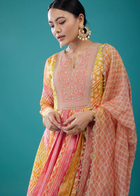 Multicolor Silk Anarkali Suit With Embroidery