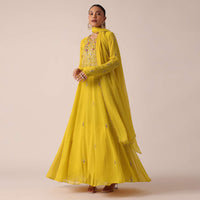 Yellow Anarkali Set With Sequin Work