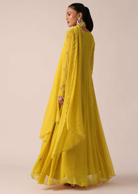 Yellow Anarkali Set With Sequin Work