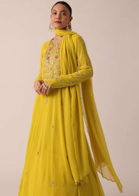 Yellow Anarkali Set With Sequin Work