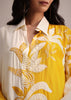 Yellow And Cream Colour Block Crepe Embroidered Kurta Pant