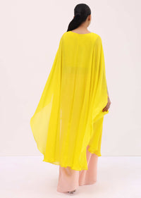 Yellow And Peach Georgette Kurta Palazzo