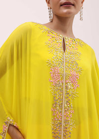 Yellow And Peach Georgette Kurta Palazzo