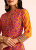 Yellow And Pink Floral Printed Georgette Long Kurti