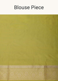 Yellow Banarasi Katan Silk Saree With Unstitched Blouse Piece