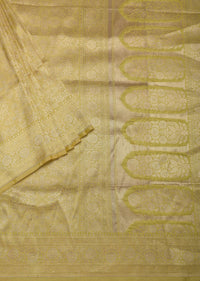 Yellow Banarasi Katan Silk Saree With Unstitched Blouse Piece