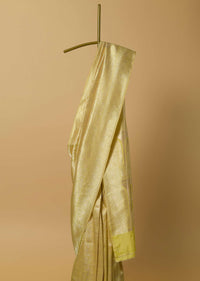 Yellow Banarasi Katan Silk Saree With Unstitched Blouse Piece