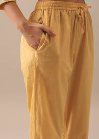 Yellow Bandhani Print Anakrali Set with Gota Trims