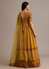 Yellow Bandhani Print Anarkali Set With Thread And Butti Work