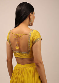 Yellow Blouse With Sequins, Stone And zardosi Work On The Neckline