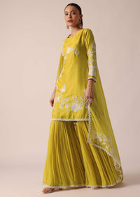 Yellow Chanderi Silk Kurta Sharara Set