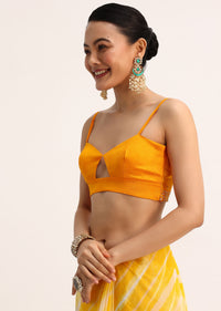 Yellow Chiffon Leheriya Tie Dye Saree With Unstitched Blouse