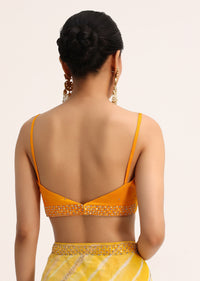 Yellow Chiffon Leheriya Tie Dye Saree With Unstitched Blouse