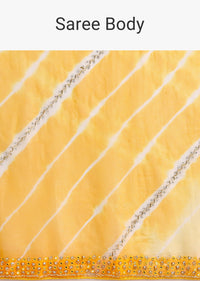 Yellow Chiffon Leheriya Tie Dye Saree With Unstitched Blouse