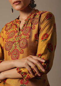 Yellow Cotton Printed Kurta Set