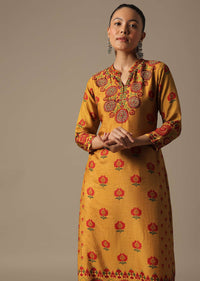 Yellow Cotton Printed Kurta Set