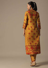 Yellow Cotton Printed Kurta Set