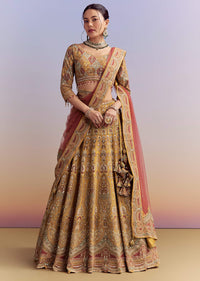 Yellow Crepe Printed Bridesmaid Lehenga With Heavy Hand Embroidery