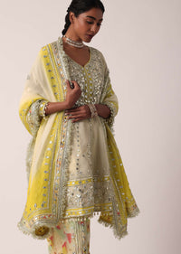 Yellow Dhoti Set With Gota Patti Work