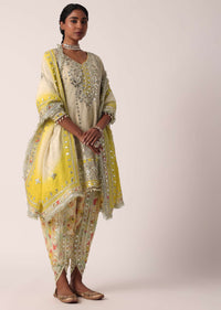 Yellow Dhoti Set With Gota Patti Work