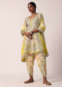 Yellow Dhoti Set With Gota Patti Work