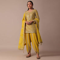 Yellow Dhoti Set With Gota Patti Work Kurta